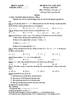Đề thi giữa kì 2 Toán 9 có đáp án năm 2024