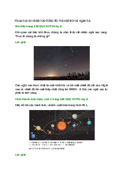 Khoa học tự nhiên 6 Bài 45 (Chân trời sáng tạo): Hệ mặt trời và ngân hà