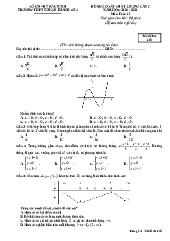 Đề KSCL Toán 12 lần 2 năm 2020 – 2021 trường THPT Thuận Thành 1 – Bắc Ninh