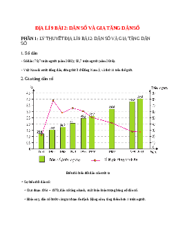 Lý thuyết Địa Lí 9 Bài 2 (mới 2023 + 27 câu trắc nghiệm): Dân số và gia tăng dân số