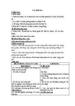 Giáo án Sinh học 8 Bài 42: Vệ sinh da mới, chuẩn nhất