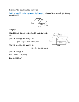 Tính thể tích của khối gỗ có dạng như hình bên