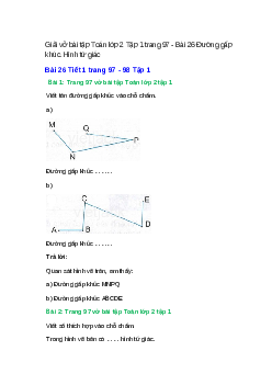 Vở bài tập Toán lớp 2 Tập 1 trang 97, 98, 99 Bài 26: Đường gấp khúc. Hình tứ giác | Kết nối tri thức