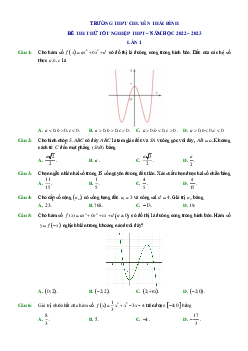 Đề thi thử Toán trường THPT chuyên Thái Bình có đáp án năm 2023