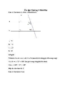 Trắc nghiệm Ôn tập chương 1 Hình học có đáp án – Toán lớp 7