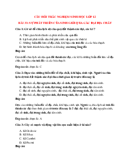 26 câu Trắc nghiệm Sinh học 12 Bài 33 có đáp án 2023: Sự phát triển của sinh giới