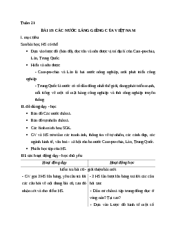 Giáo án địa lý 5 bài 19: Các nước láng giềng của Việt Nam mới nhất.
