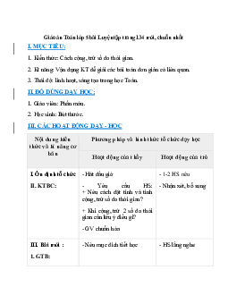 Giáo án Luyện tập trang 134 (2024) mới nhất - Toán lớp 5