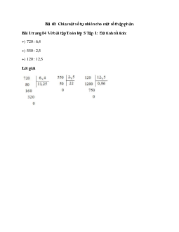 Đặt tính rồi tính: 720 : 6,4