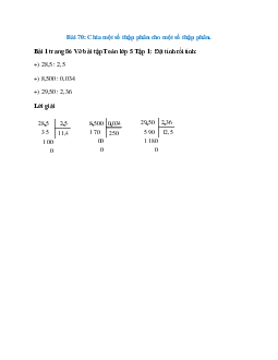 Đặt tính rồi tính: 28,5 : 2,5