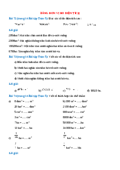 SBT Toán lớp 5 trang 14, 15, 16 Bảng đơn vị đo diện tích