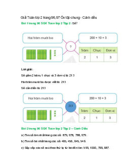 Giải SGK Toán lớp 2 Tập 2 trang 96, 97 Ôn tập chung – Cánh diều