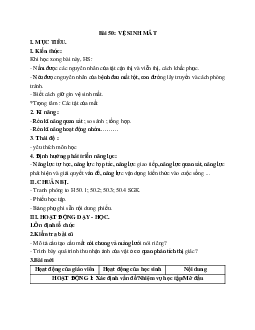 Giáo án Sinh học 8 Bài 50: Vệ sinh mắt mới nhất - CV5512