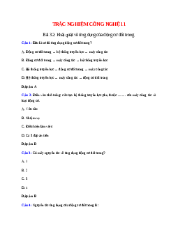 Trắc nghiệm Công nghệ 11 Bài 32 có đáp án: Khái quát về ứng dụng của động cơ đốt trong
