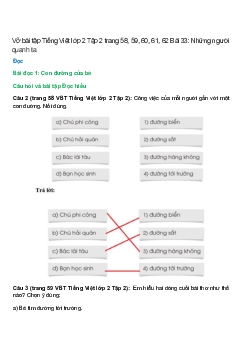Vở bài tập Tiếng Việt lớp 2 Tập 2 trang 58, 59, 60, 61, 62 Bài 33: Những người quanh ta – Cánh diều