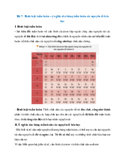 Lý thuyết Định luật tuần hoàn – ý nghĩa của bảng tuần hoàn các nguyên tố hóa học (Chân trời sáng tạo 2024) hay, chi tiết | Hóa học 10