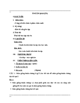 Giáo án Công Nghệ 7 Ôn tập học kì 2 (t9) mới nhất - CV5555