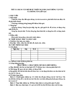 Giáo án Địa lí 12 Bài 30 Vấn đề phát triển ngành giao thông vận tải và thông tin liên lạc (tiết 1) mới nhất