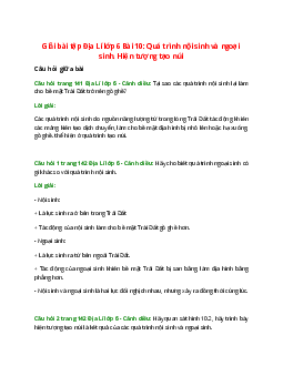 Giải SGK Địa lí 6 Bài 10 (Cánh diều): Quá trình nội sinh và ngoại sinh. Hiện tượng tạo núi