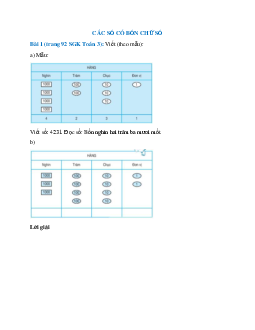 Toán lớp 3 trang 92, 93 Các số có bố chữ số