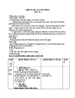 Giáo án Lịch sử 4 bài 4: Khởi nghĩa Hai Bà Trưng (năm 40)