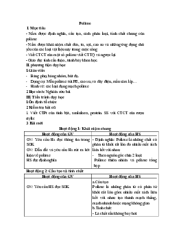 Giáo án môn Hóa học lớp 9 Bài 54: Polime