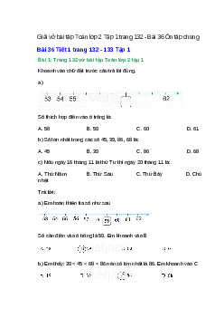 Vở bài tập Toán lớp 2 Tập 1 trang 132, 133, 134, 135 Bài 36: Ôn tập chung | Kết nối tri thức