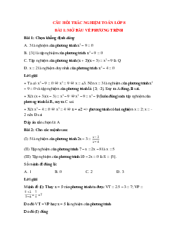 30 câu Trắc nghiệm Mở đầu về phương trình có đáp án 2023 - Toán lớp 8