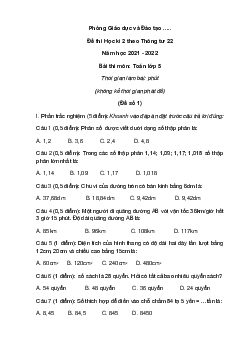 [Năm 2024] Bộ 6 Đề thi Học kì 2 Toán lớp 5 theo Thông tư 22 có đáp án