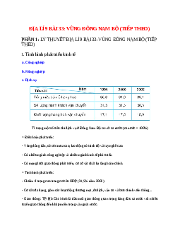 Lý thuyết Địa Lí 9 Bài 33 (mới 2023 + 13 câu trắc nghiệm): Vùng Đông Nam Bộ (tiếp theo)