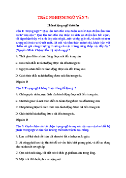Trắc nghiệm Thêm trạng ngữ cho câu có đáp án – Ngữ văn lớp 7