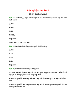 10 câu Trắc nghiệm Bài luyện tập 6 có đáp án 2024 – Hóa học lớp 8