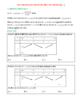 Cực trị hàm số trị tuyệt đối