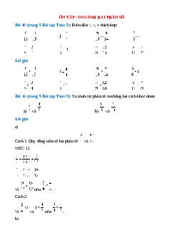 SBT Toán lớp 5 trang 5, 6 Ôn tập: So sánh hai phân số
