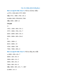 Toán lớp 3 trang 96 Các số có bốn chữ số (tiếp theo)