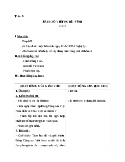 Giáo án lịch sử 5 bài 8: xô viết nghệ - tĩnh mới nhất