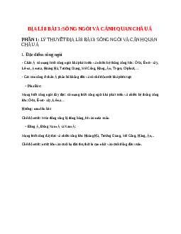 Lý thuyết Địa Lí 8 Bài 3 (mới 2023 + 26 câu trắc nghiệm): Sông ngòi và cảnh quan châu Á