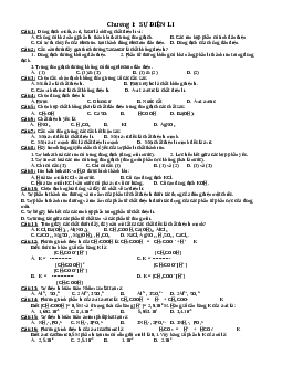 Bài tập Hóa 11 chương 1: Sự điện li