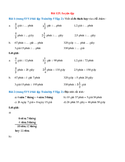 Vở bài tập Toán lớp 5 Tập 2 trang 53, 54 Bài 125: Luyện tập