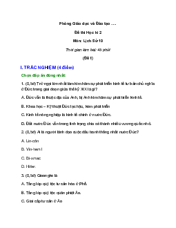 Đề thi Học kì 2 Lịch Sử 10 có đáp án (4 đề)
