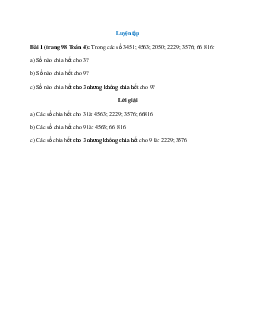 Trong các số 3451; 4563; 2050; 2229; 3576; 66 816: Số nào chia hết cho 3