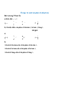 Điền dấu >, <, =: 3/5...1; 2/2...1; 9/4...1