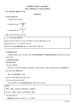 Chuyên đề Amoniac và muối amoni 2023 hay, chọn lọc