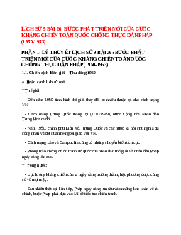Lý thuyết Lịch Sử 9 Bài 26 (mới 2023 + 24 câu trắc nghiệm): Bước phát triển mới của cuộc kháng chiến toàn quốc chống thực dân Pháp (1950-1953)