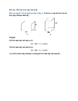 Tính rồi so sánh thể tích của hai hình hộp chữ nhật dưới đây