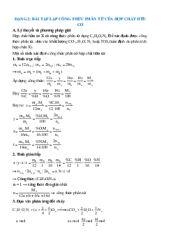 50 Bài tập Lập công thức phân tử của hợp chất hữu cơ (có đáp án)- Hoá học 9