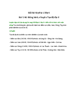 Tra cứu thông tin, ghi tọa độ địa lí các điểm cực Bắc, Nam, Đông,Tây