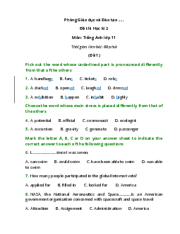 Bộ 30 Đề thi Học kì 2 Tiếng Anh 11 có đáp án năm 2023