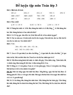 Các dạng bài tập về môn Toán lớp 3 cơ bản, nâng cao
