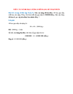 Một cửa hàng đã bán được 40 bao gạo nếp, mỗi bao cân nặng 50 kg
